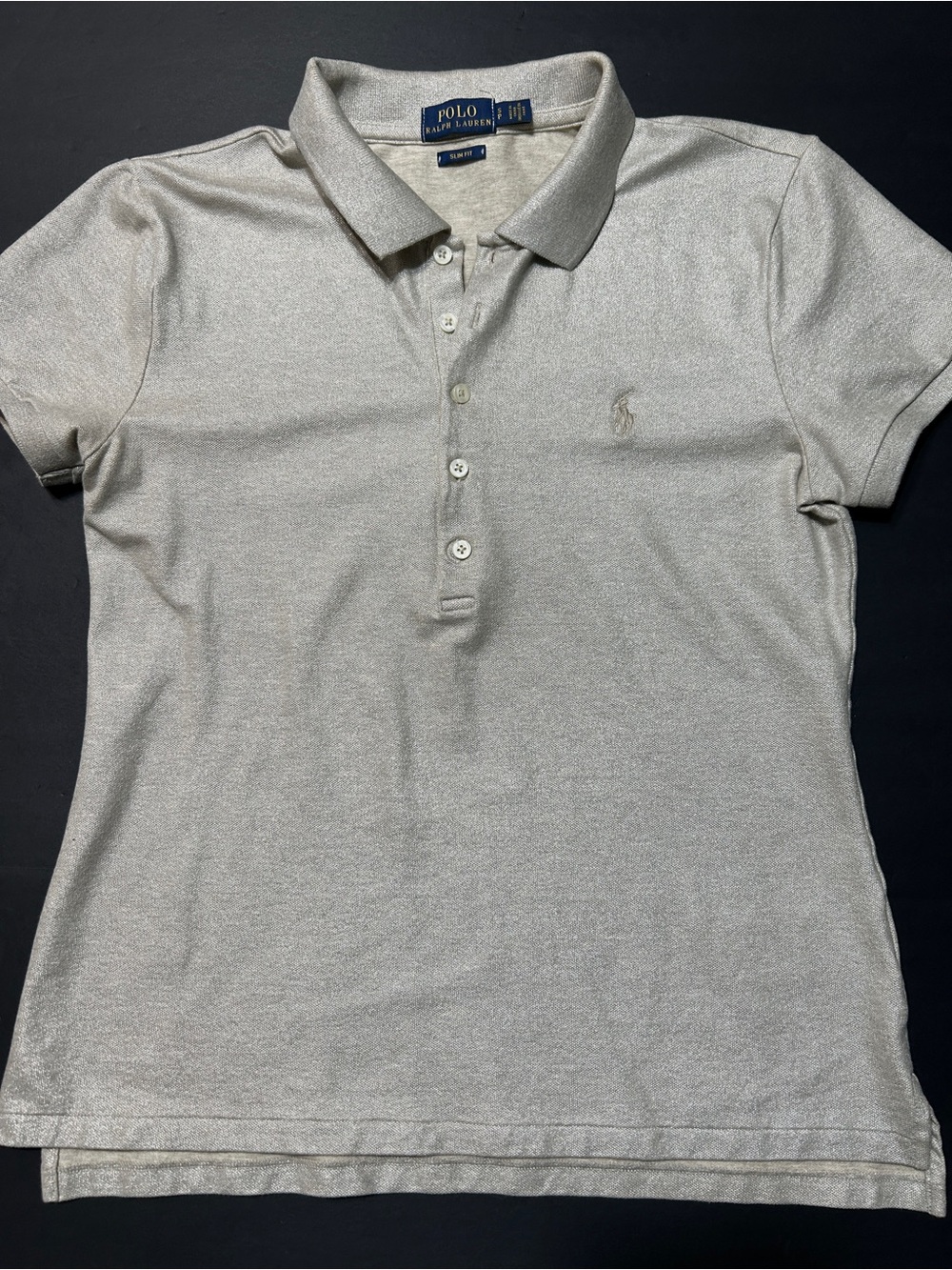 Polo by Ralph Lauren women’s Metallic Silver Polo Shirt size S
